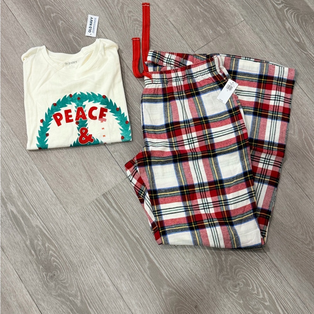 Plaid Pajama Set - Red and White
